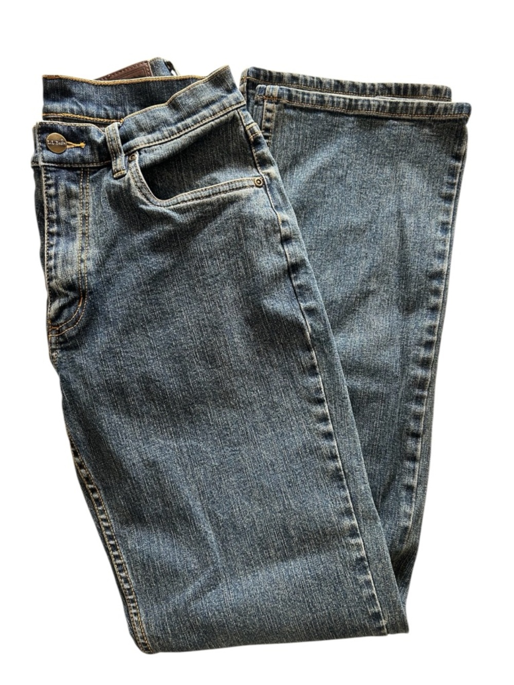 LL Bean Blue Denim Straight Leg Jeans 1912 Leather Patch Women’s 6-M Tall 0 XK90